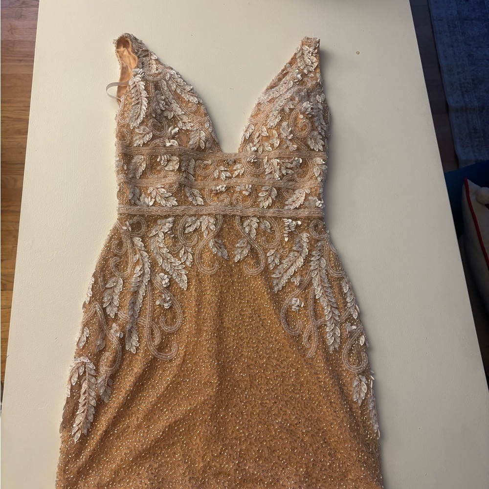 Glamorous pink tan hoco dress. Size 4 but fits like a 00.